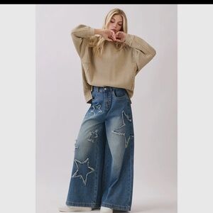 Starry Wide-Leg Denim Jeans